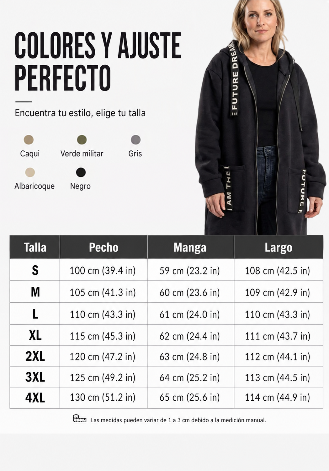 Colores y guía de tallas
