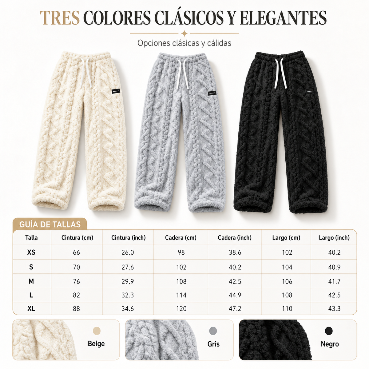 Colores y guía de tallas